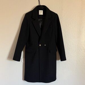 Abercrombie & Fitch Black Wool Blend Double-Breasted Coat